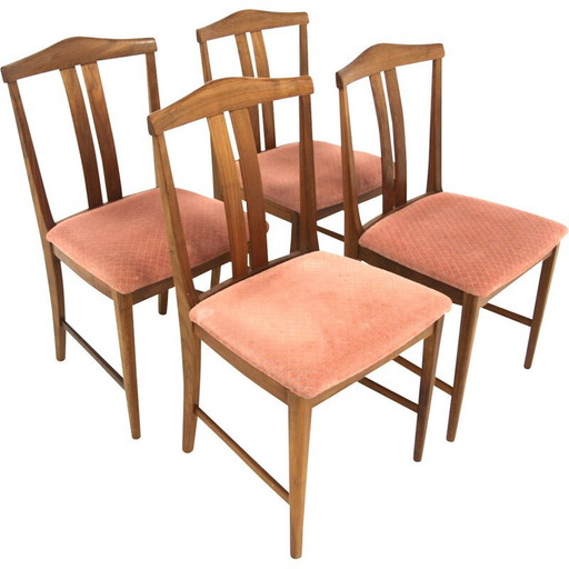 Set of 4 vintage walnut chairs, Sweden 1960