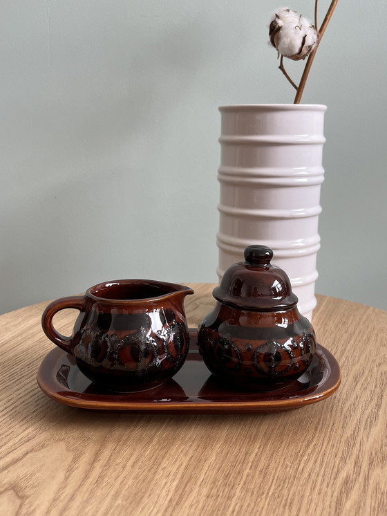 Image 1 of Brown west germany milk and sugar set