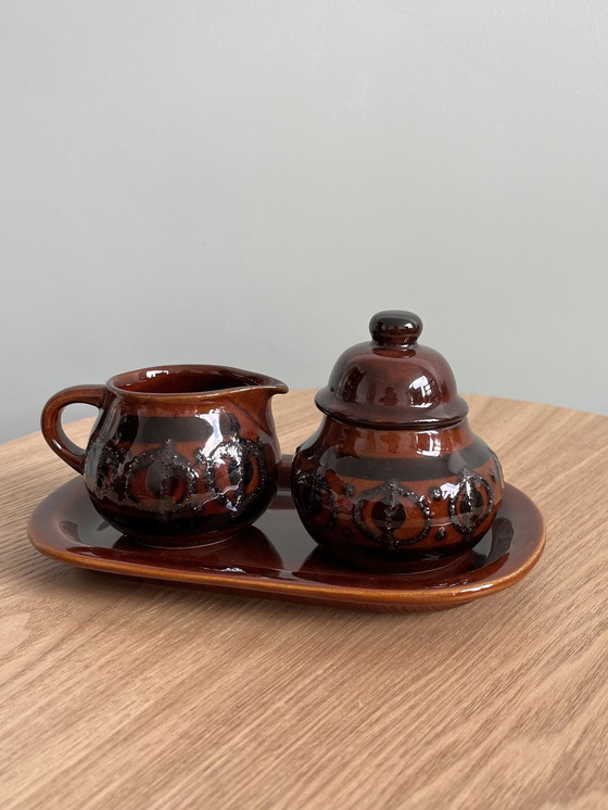 Image 1 of Brown west germany milk and sugar set