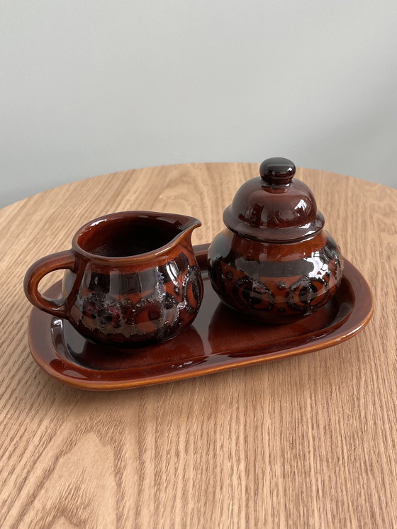 Image 1 of Brown west germany milk and sugar set