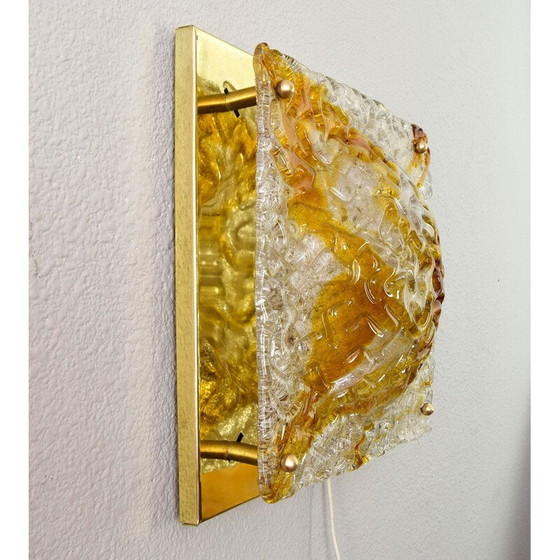 Image 1 of Vintage glass and brass wall lamp for Mazzega, Italy 1960