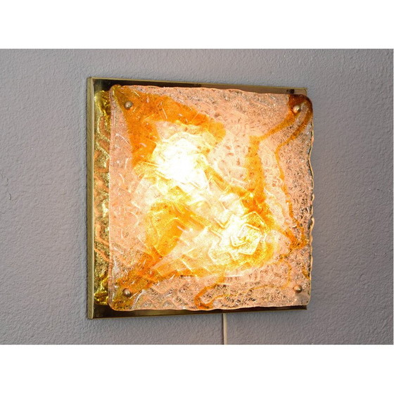 Image 1 of Vintage glass and brass wall lamp for Mazzega, Italy 1960