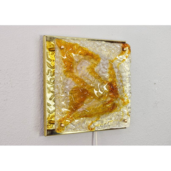 Image 1 of Vintage glass and brass wall lamp for Mazzega, Italy 1960