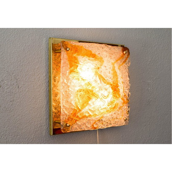 Image 1 of Vintage glass and brass wall lamp for Mazzega, Italy 1960