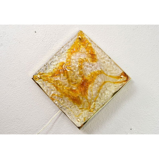 Image 1 of Vintage glass and brass wall lamp for Mazzega, Italy 1960