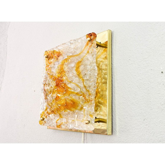 Image 1 of Vintage glass and brass wall lamp for Mazzega, Italy 1960