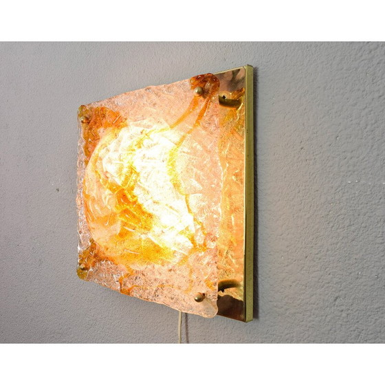 Image 1 of Vintage glass and brass wall lamp for Mazzega, Italy 1960