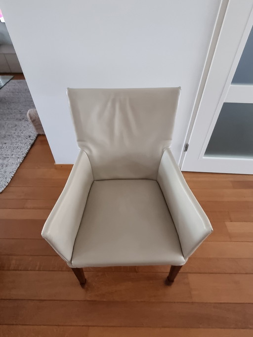 6x Chairs Arcade Off White/Beige - Leather