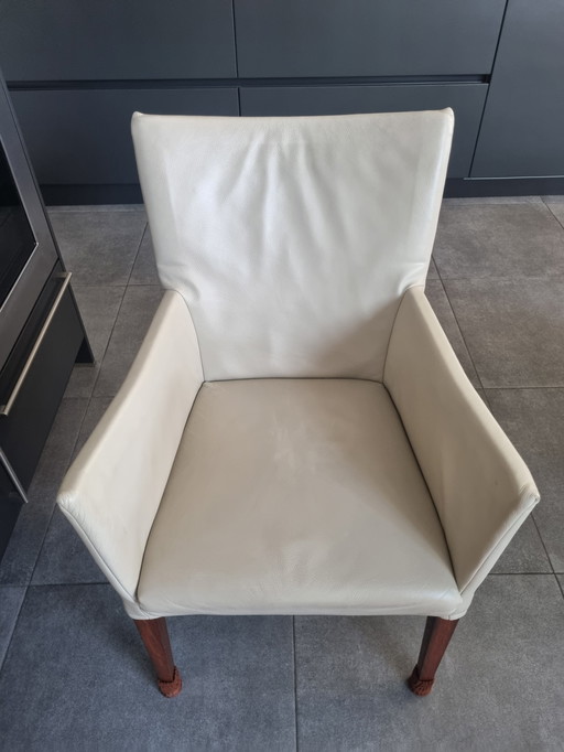 6x Chairs Arcade Off White/Beige - Leather