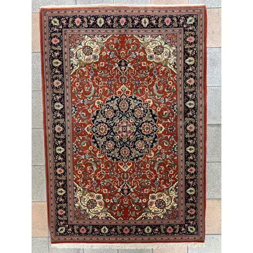 Vintage Iranian rug "GHOM" in wool, 1980s