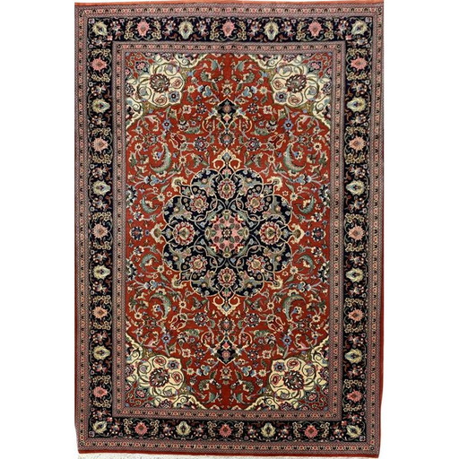 Vintage Iranian rug "GHOM" in wool, 1980s