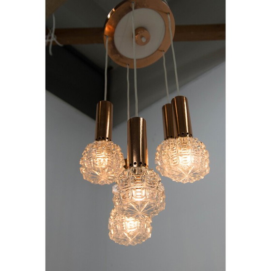 Image 1 of Mid-century copper and glass chandelier, 1970s