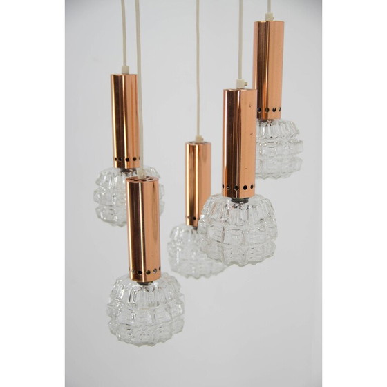 Image 1 of Mid-century copper and glass chandelier, 1970s