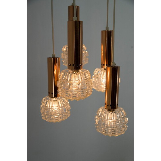 Image 1 of Mid-century copper and glass chandelier, 1970s