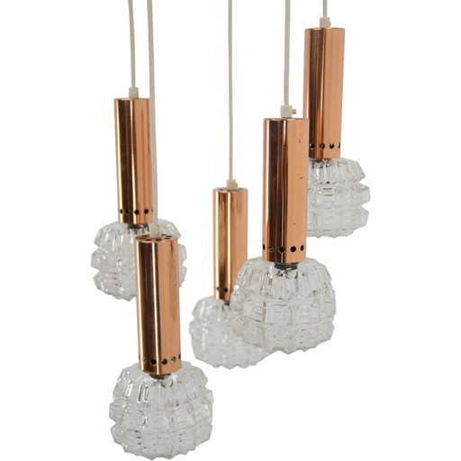 Mid-century copper and glass chandelier, 1970s