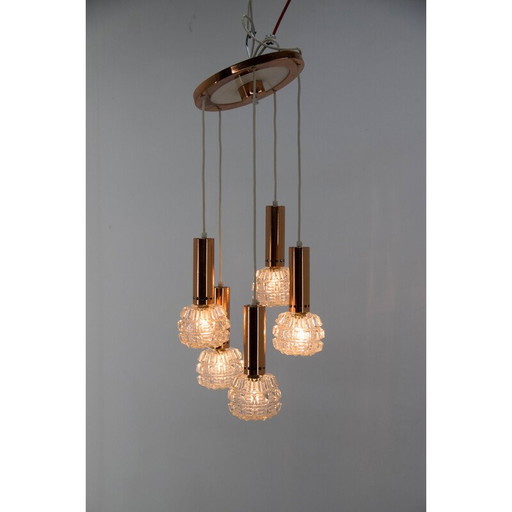 Mid-century copper and glass chandelier, 1970s