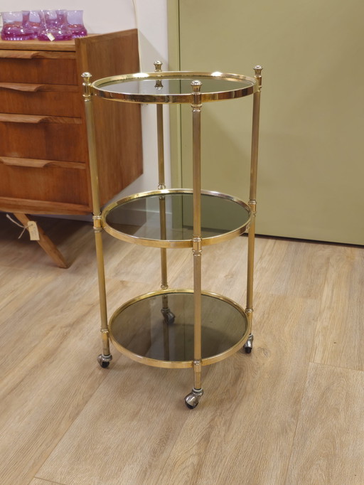 Vintage Barcart Serving Cart Trolley Side Table Brass