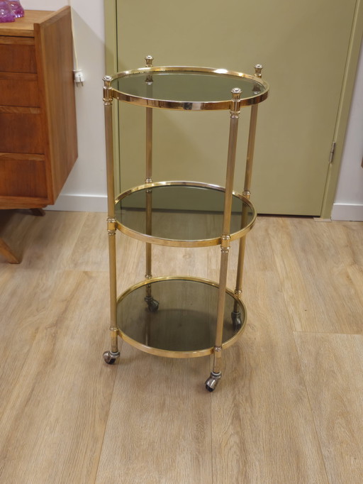Vintage Barcart Serving Cart Trolley Side Table Brass