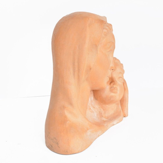 Image 1 of Busto d'epoca in argilla di Maria con bambino di Karel Havlíček, Repubblica Ceca, anni '40