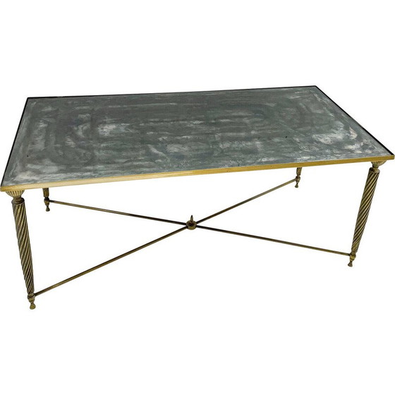 Image 1 of Vintage glass and brass coffee table