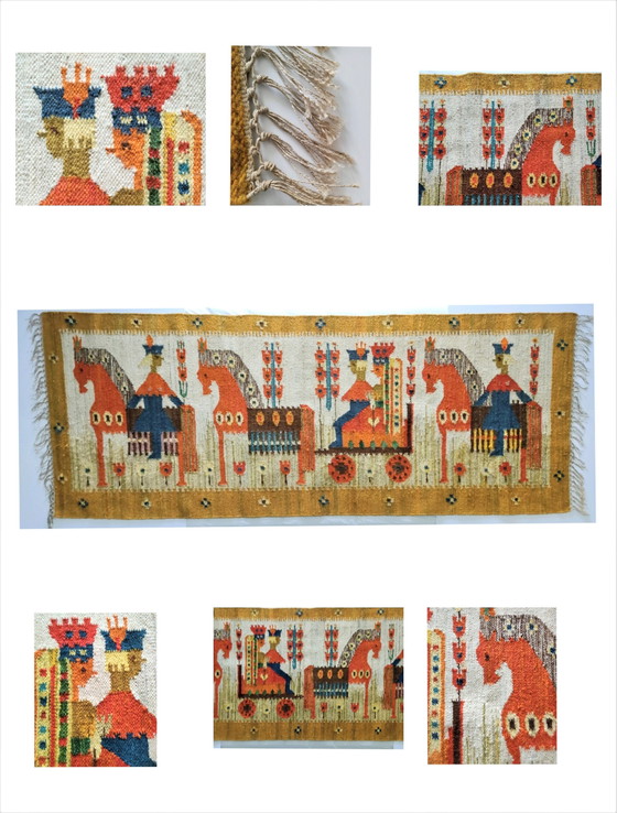 Image 1 of Polish Kilim Wool Folkart Tapestry 70s