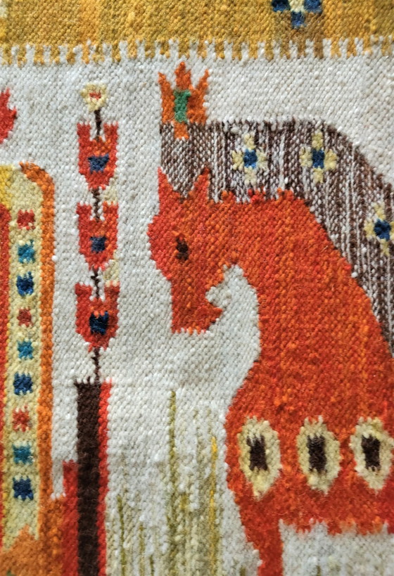 Image 1 of Polish Kilim Wool Folkart Tapestry 70s