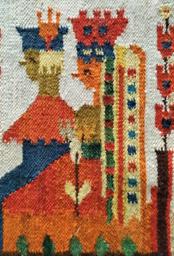 Image 1 of Polish Kilim Wool Folkart Tapestry 70s