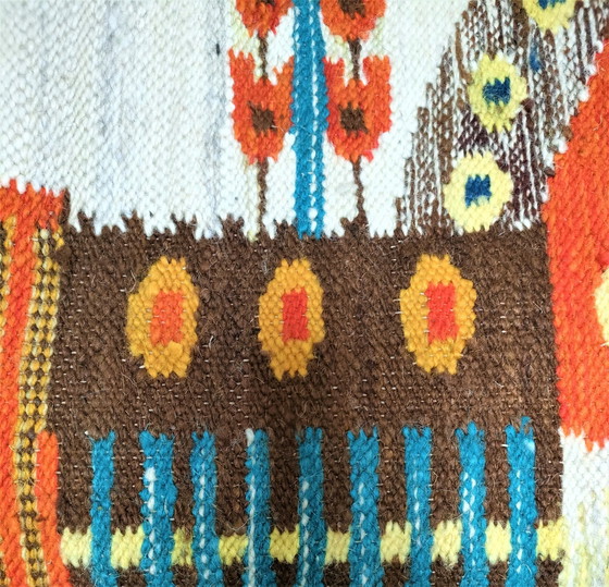 Image 1 of Polish Kilim Wool Folkart Tapestry 70s