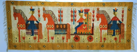 Image 1 of Polish Kilim Wool Folkart Tapestry 70s