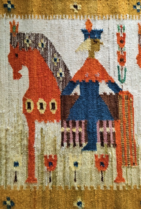 Image 1 of Polish Kilim Wool Folkart Tapestry 70s