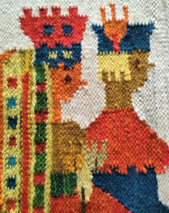 Image 1 of Polish Kilim Wool Folkart Tapestry 70s