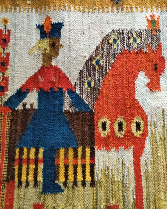 Image 1 of Polish Kilim Wool Folkart Tapestry 70s