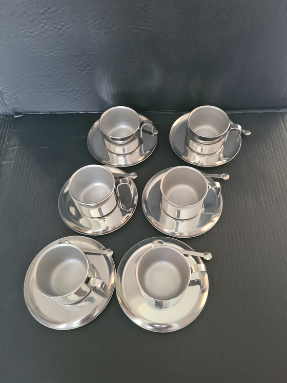 Image 1 of Douwe Egberts Double Walled Coffee Cups With Saucer And Spoon