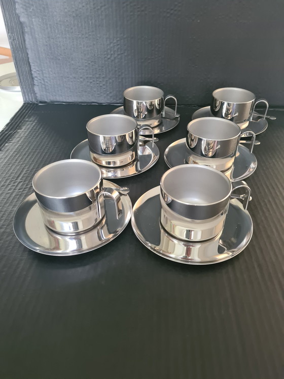 Image 1 of Douwe Egberts Double Walled Coffee Cups With Saucer And Spoon