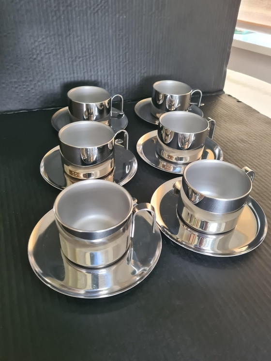 Image 1 of Douwe Egberts Double Walled Coffee Cups With Saucer And Spoon