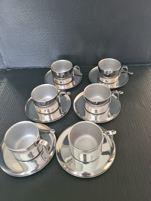 Douwe Egberts Double Walled Coffee Cups With Saucer And Spoon