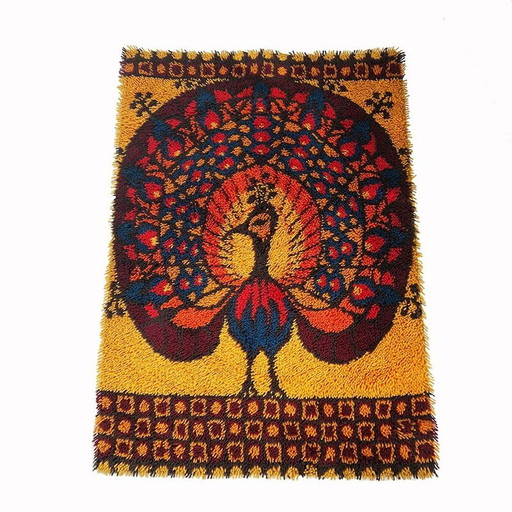 Alfombra de lana vintage Rya de Ege Taepper, Dinamarca, 1970