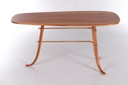 Vintage Coffee Table with 3 legs and brass details Scandinavia.