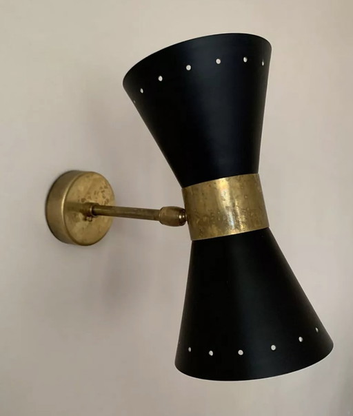 Pair of black diabolo wall lights