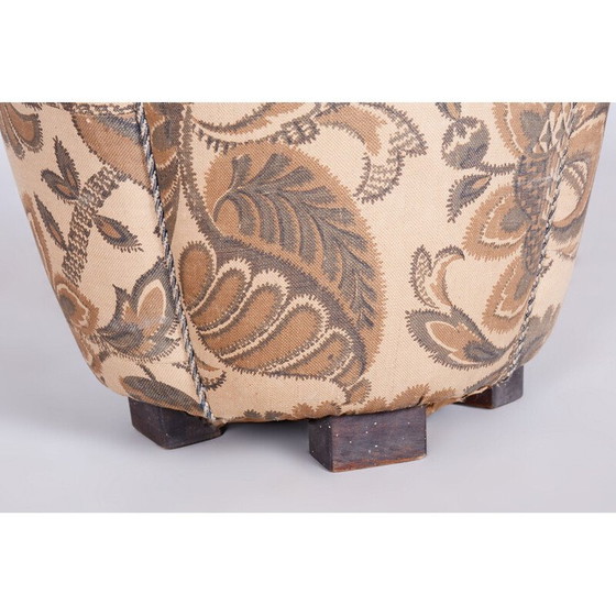 Image 1 of Vintage Art Deco stool in wood and fabric, Czechoslovakia 1930