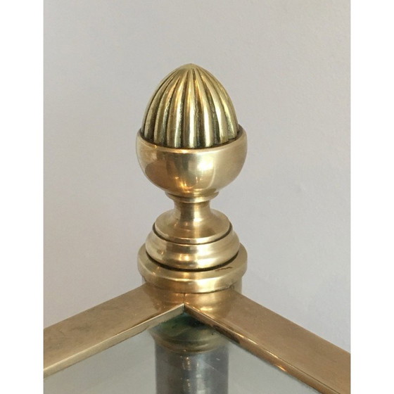 Image 1 of Vintage brushed steel and brass coffee table for La Maison Jansen, France 1940