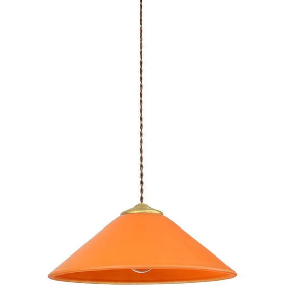 Image 1 of Lampada a sospensione vintage in ottone e vetro, Italia