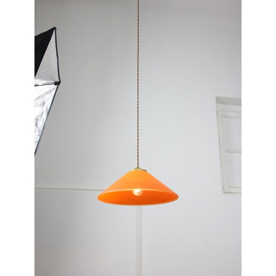 Image 1 of Lampada a sospensione vintage in ottone e vetro, Italia