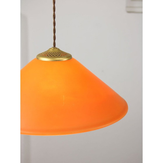 Image 1 of Lampada a sospensione vintage in ottone e vetro, Italia