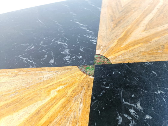 Image 1 of Vintage oval black marble and onyx dining table