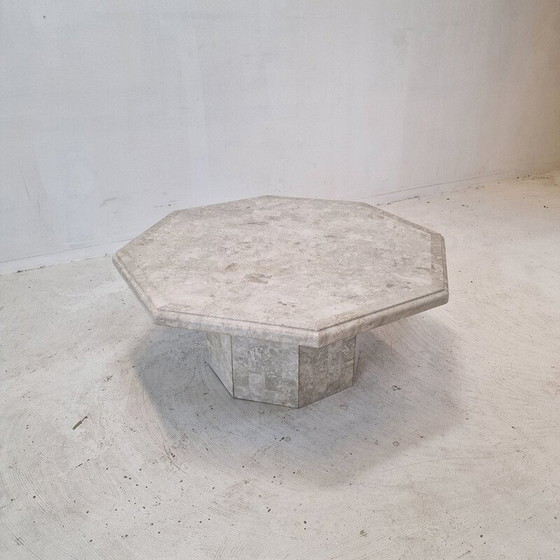 Image 1 of Vintage octagonal coffee table in Mactan stone, Belgium 1980