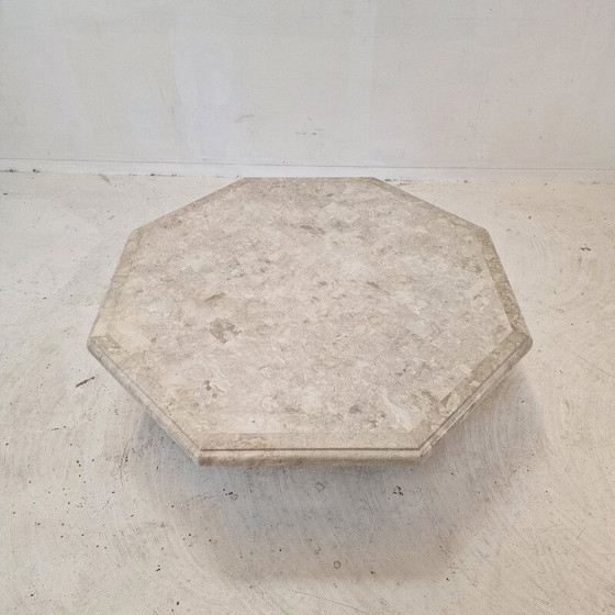 Image 1 of Vintage octagonal coffee table in Mactan stone, Belgium 1980