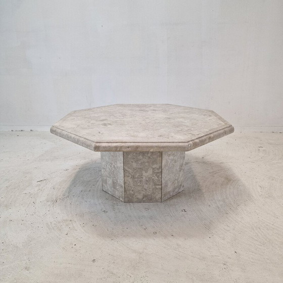 Image 1 of Vintage octagonal coffee table in Mactan stone, Belgium 1980