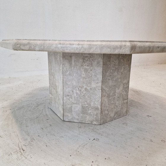 Image 1 of Vintage octagonal coffee table in Mactan stone, Belgium 1980