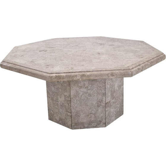 Image 1 of Vintage octagonal coffee table in Mactan stone, Belgium 1980
